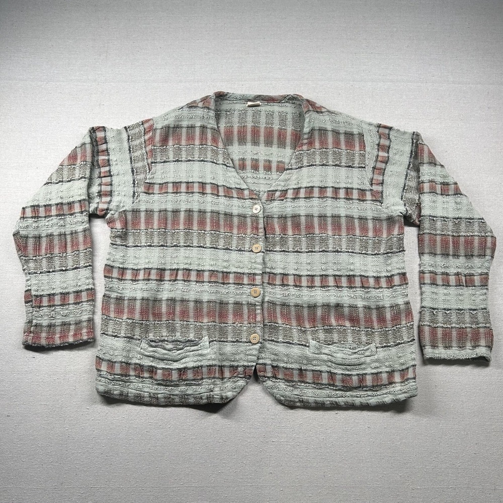 Vintage Outer Limits Sweater Women L Cardigan Oversized Bohemian Shabby Chic